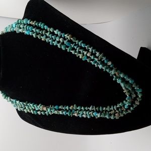 Sterling Silver three strand turquoise necklace.